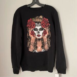 Ring of Fire Men’s Fleece Lined Girl Printed Long Sleeve Crew Neck Sweatshirt L
